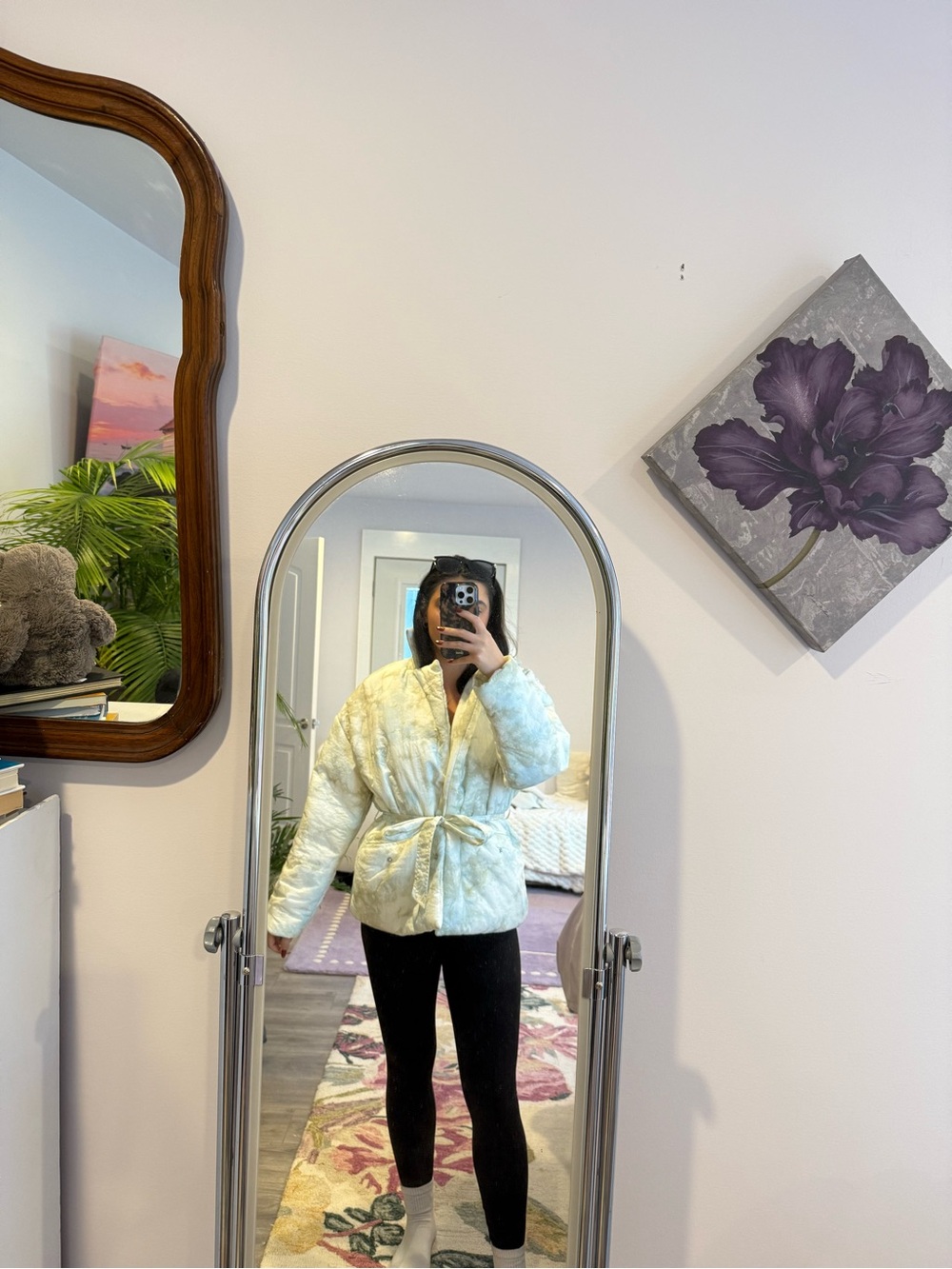 Blank NYC Light Green Quilted Tie-Waist Puffer Jacket
